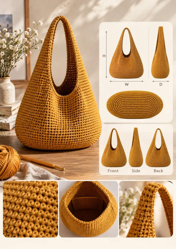 Patron Crochet Oversize Tote Bag au Crochet PDF | Sac à Main Crochet Débutant