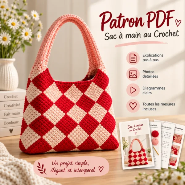 Patron Crochet Sac Cerise | Mini Sac au Crochet PDF | Tutoriel Crochet Débutant
