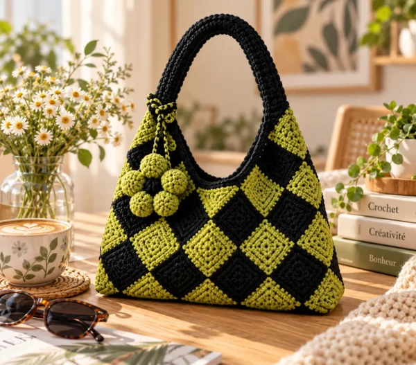 Patron Crochet Sac à Main Damier | Sac au Crochet PDF