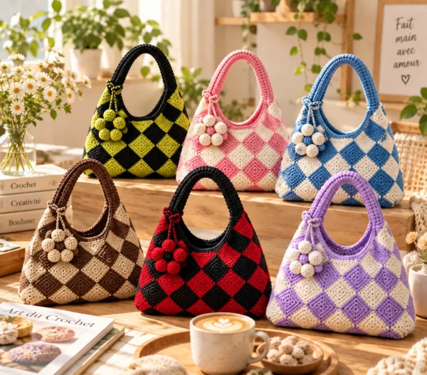 Patron Crochet Sac à Main Damier | Sac au Crochet PDF