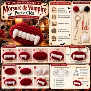 Patron Crochet Porte-Clés Morsure de Vampire PDF