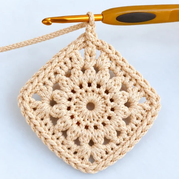 Patron crochet PDF – Sac tote granny à fleurs en losange (français, 20 pages)