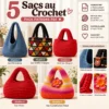 Five Crochet Bags Pattern Collection 5 Patrons de Sacs au Crochet PDF – Pack de 5 Modèles de Sacs